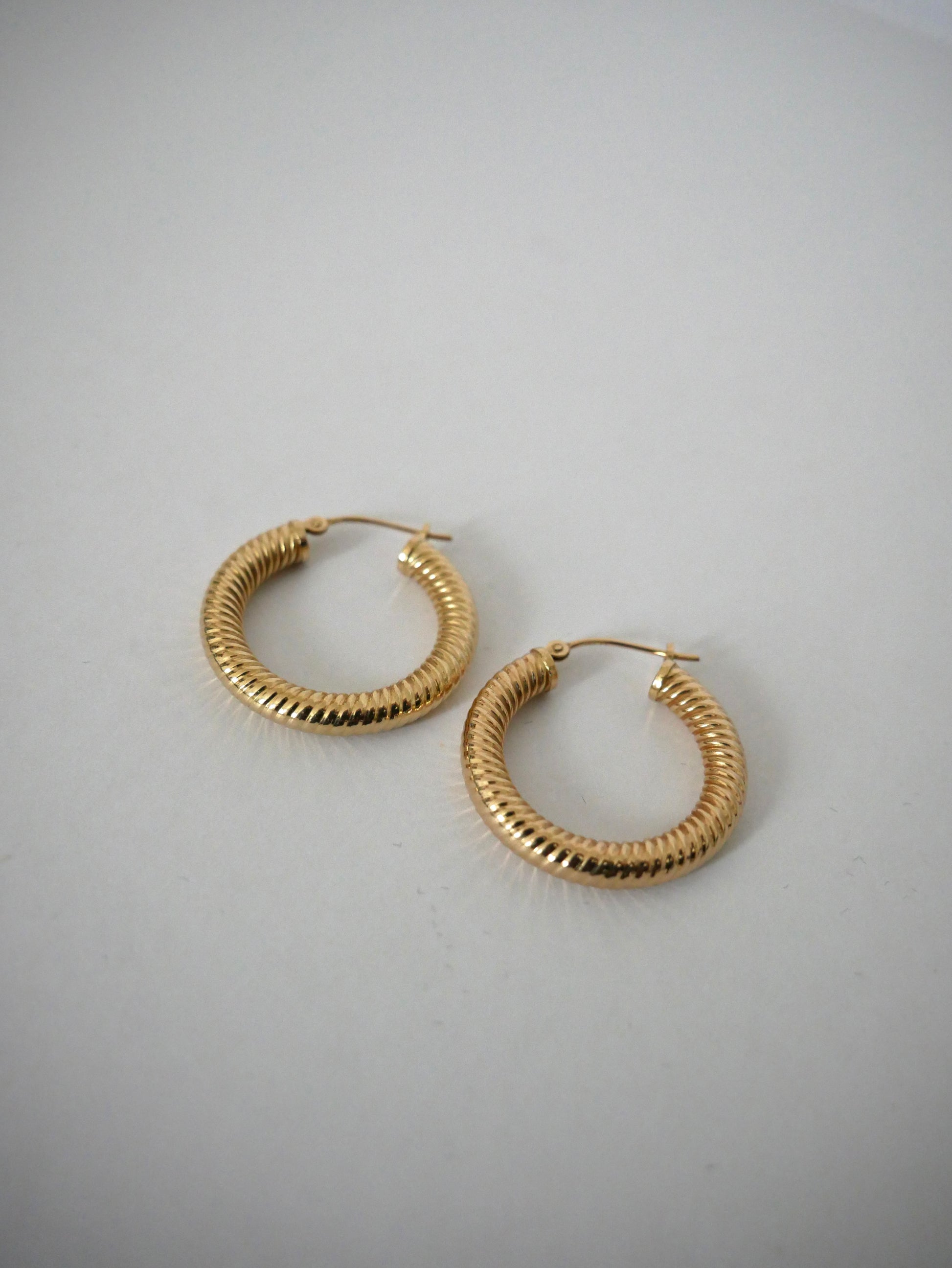 Round Textured Gold Hoops