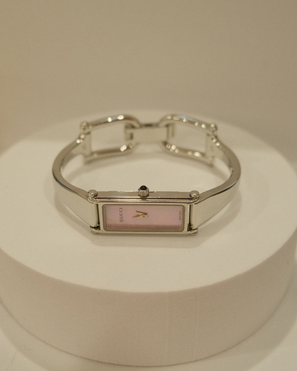 Silver and Pink Gucci Watch