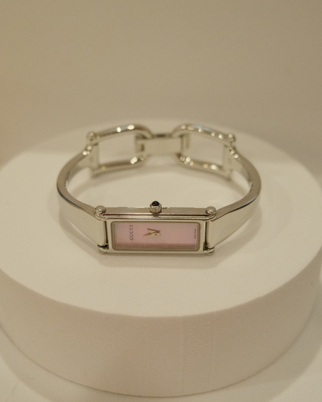 Silver and Pink Gucci Watch