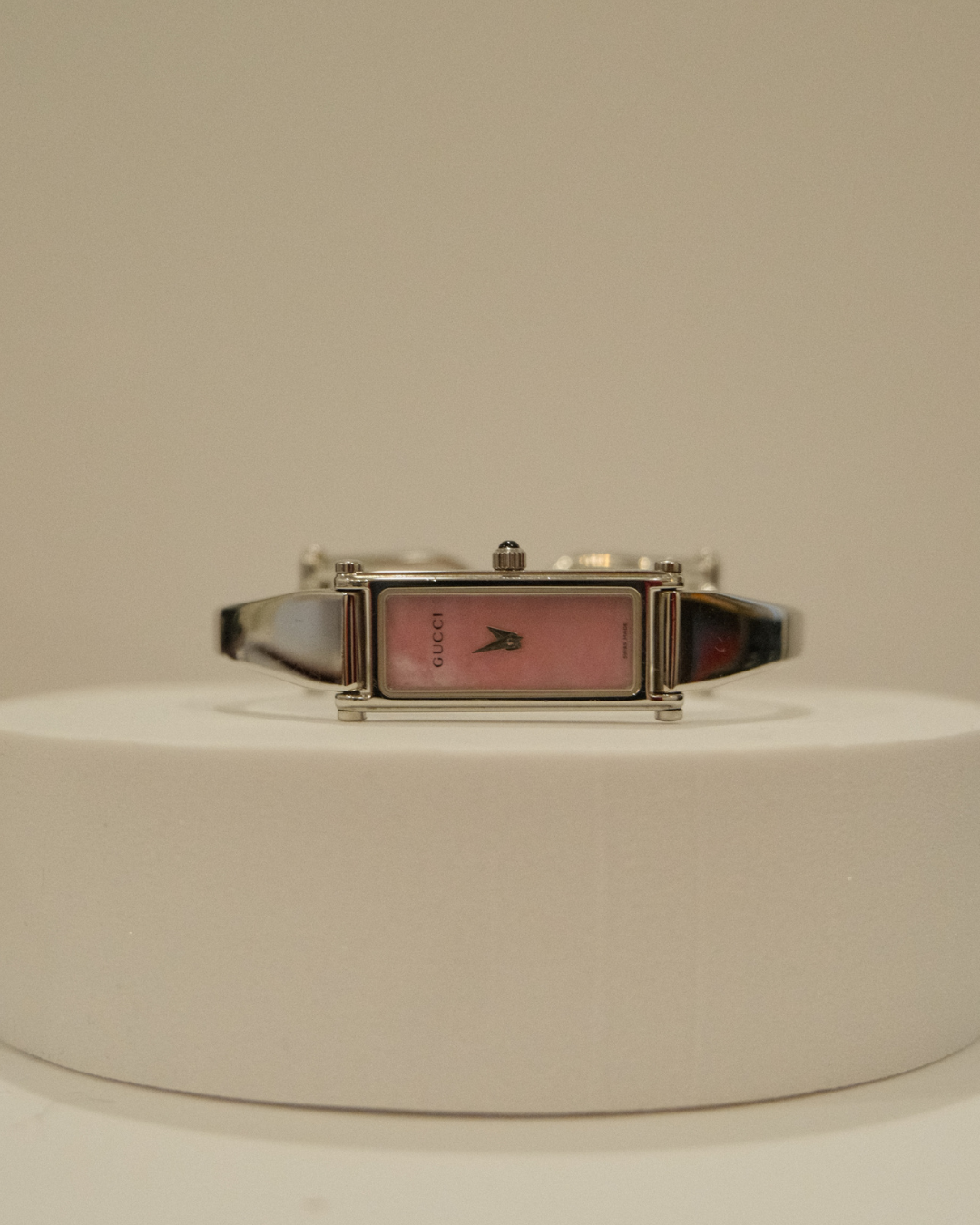 Silver and Pink Gucci Watch