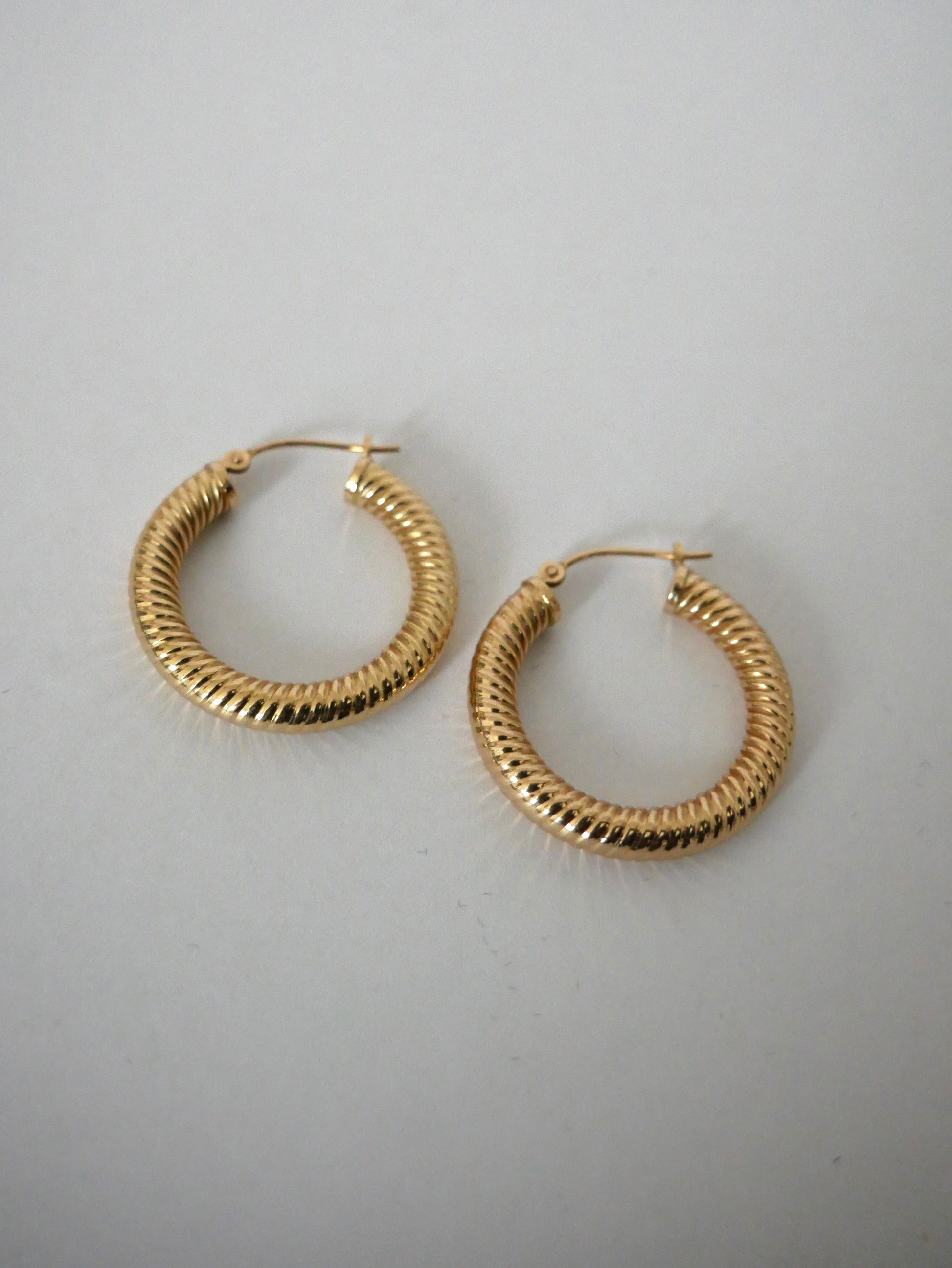 Round Textured Gold Hoops
