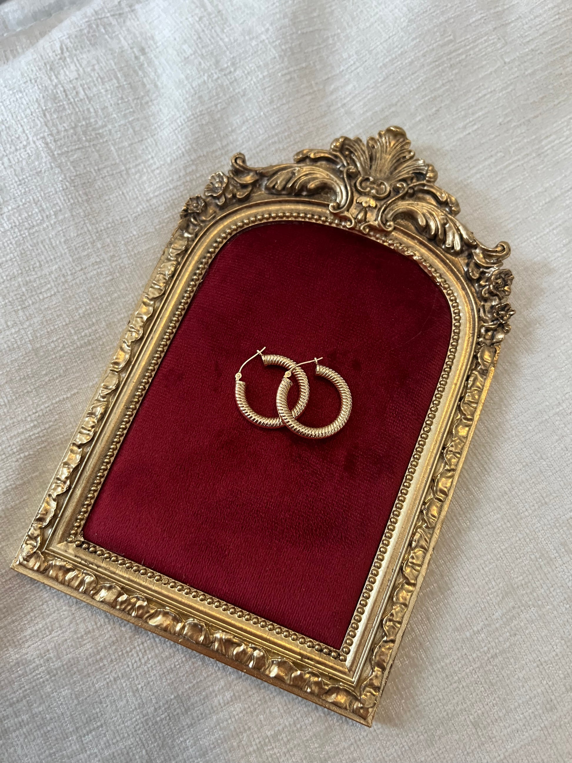 Round Textured Gold Hoops