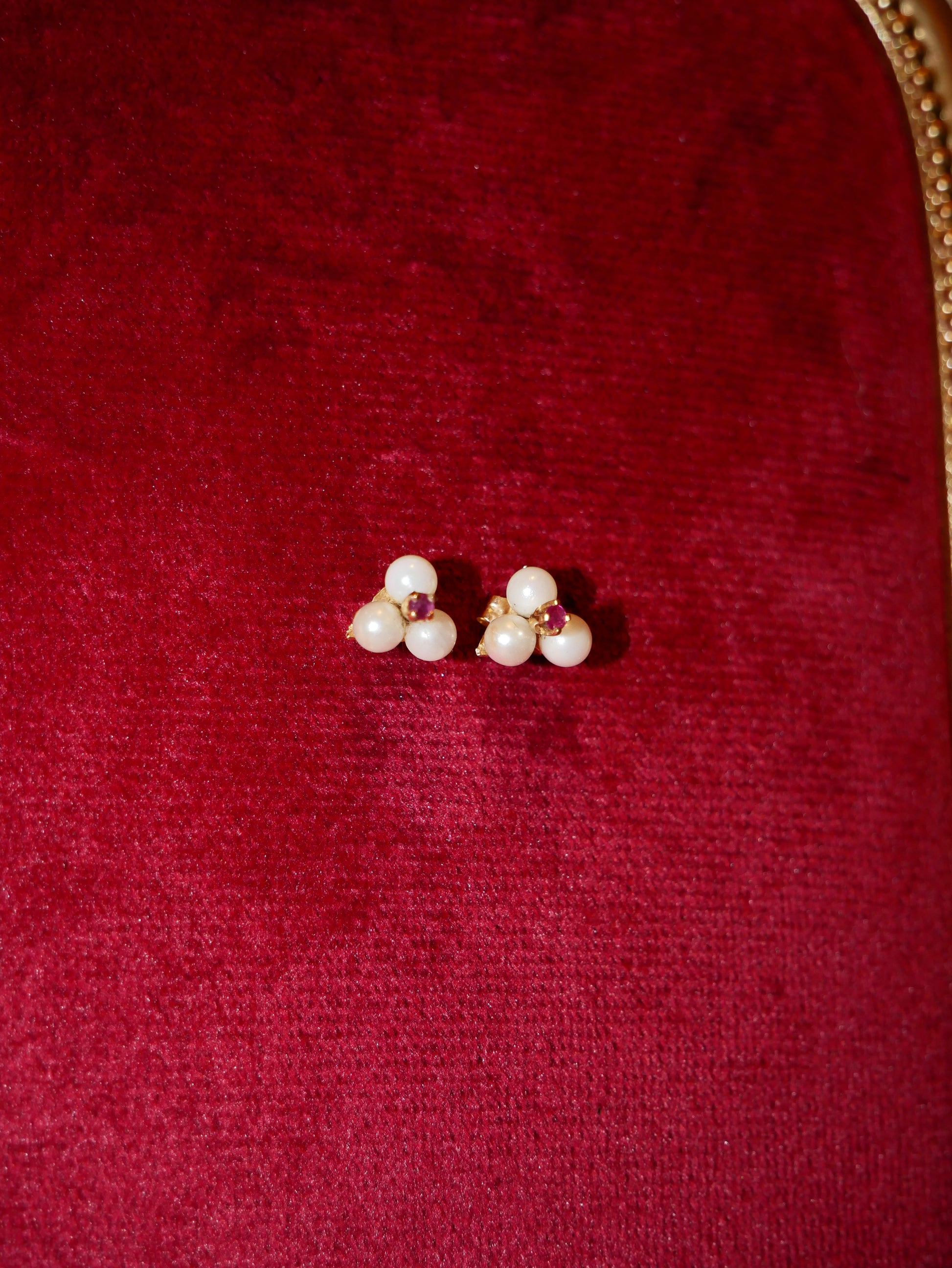 Pearl and Ruby Stud Earrings