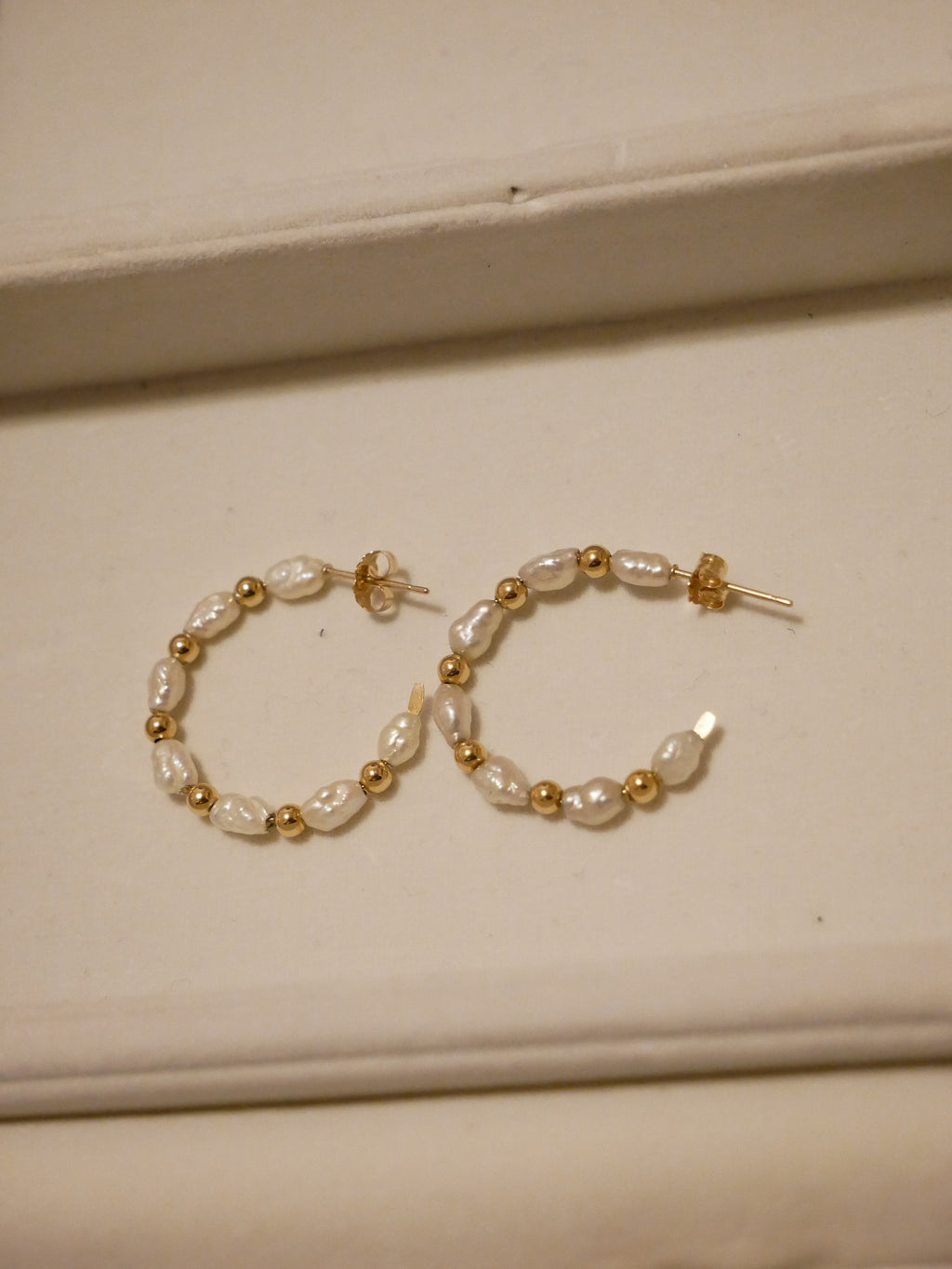 Pearl and Gold Ball Hoops