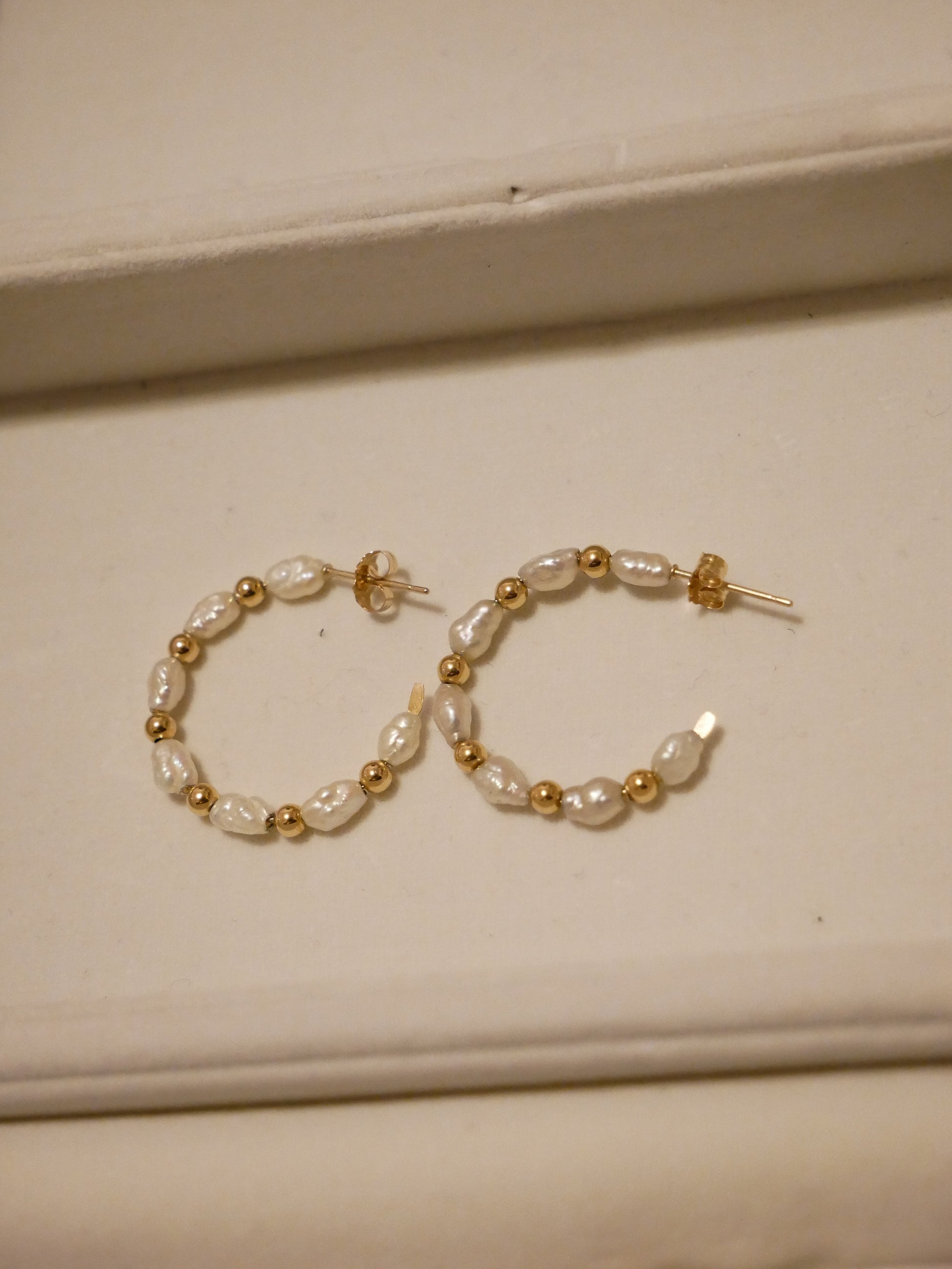 Pearl and Gold Ball Hoops