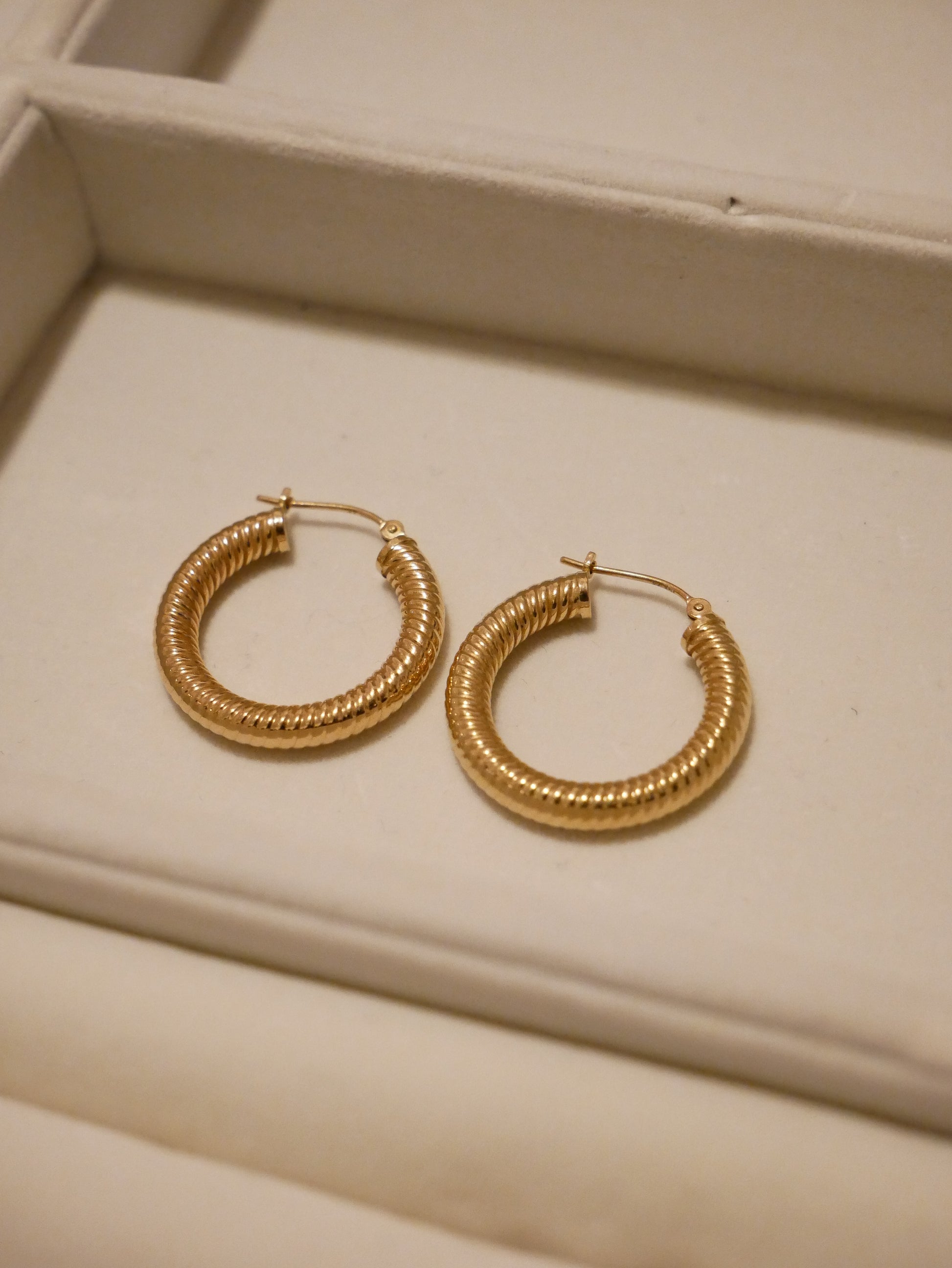 Round Textured Gold Hoops