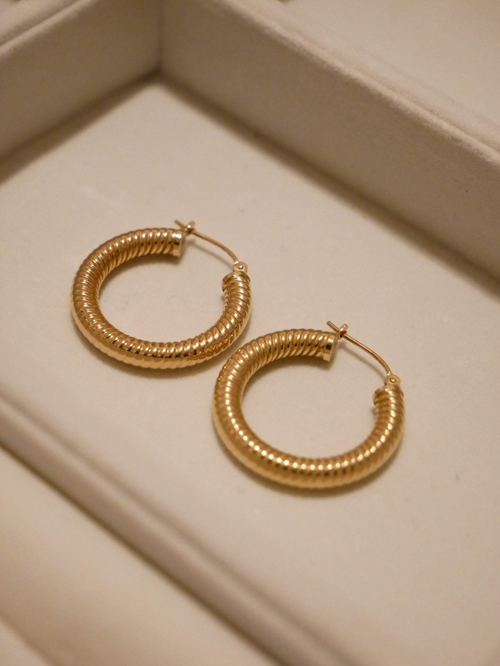 Round Textured Gold Hoops