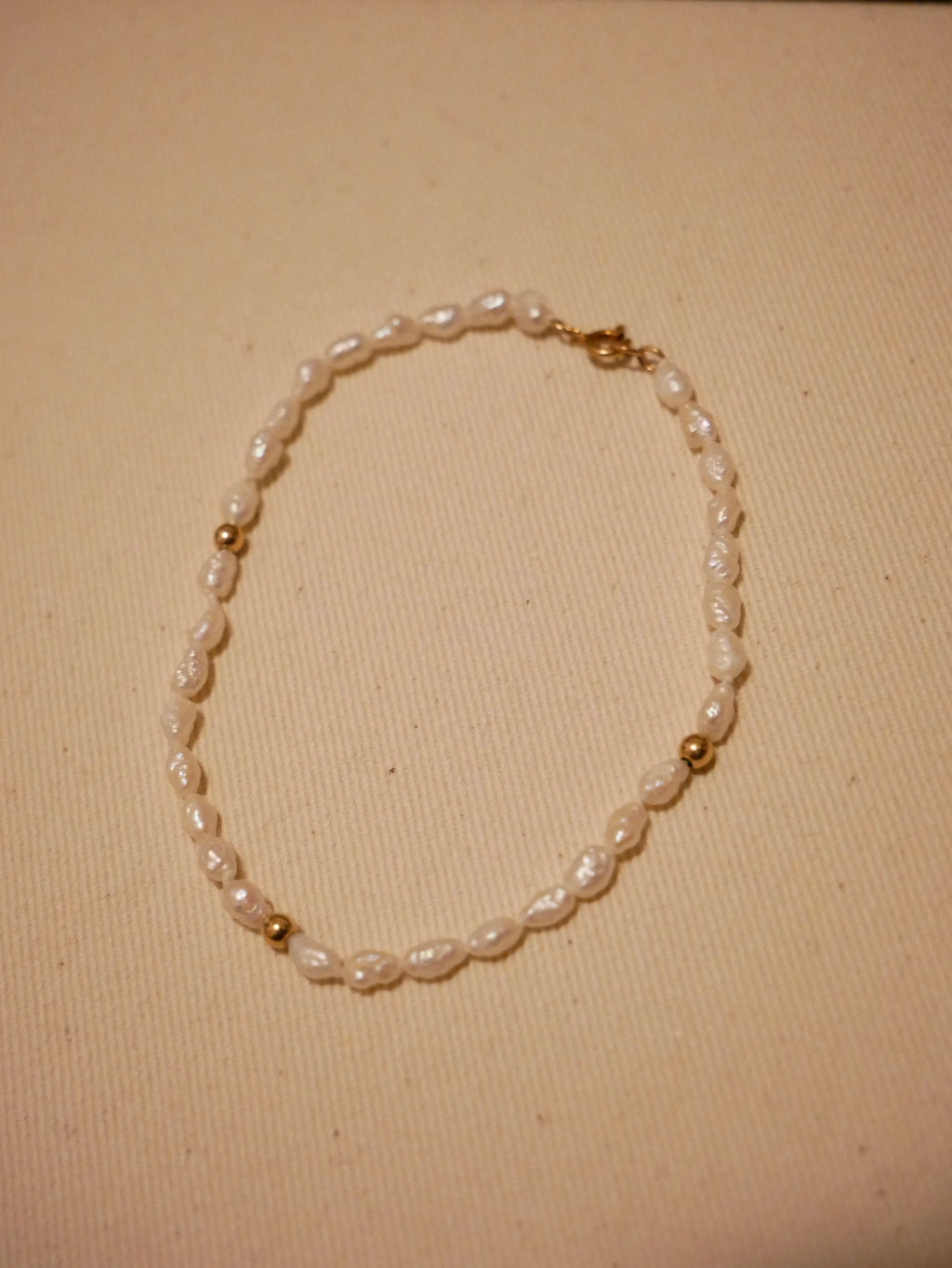 Rice Pearl & Gold Spacers Bracelet
