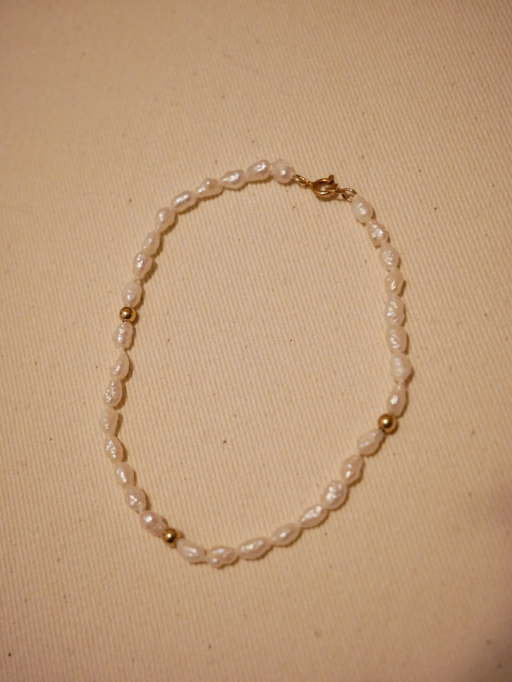 Rice Pearl & Gold Spacers Bracelet